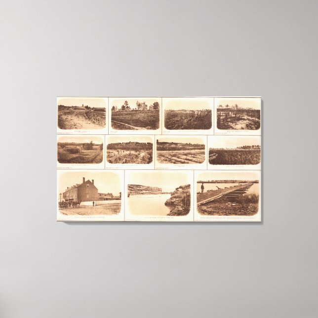 Batterier, dammsugare, byggnad, kanal, bro canvastryck (Framsida)