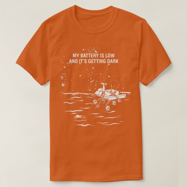 Batteriet är lågt och det får Mörk T Shirt (Design framsida)