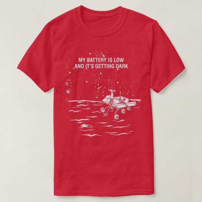 Batteriet är lågt och det får Mörk T Shirt (Design framsida)
