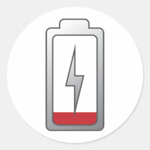 Batteriet är lågt! runt klistermärke