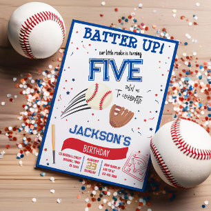 Batteriet är nybörjare Cute Baseball Birthday Inbjudningar