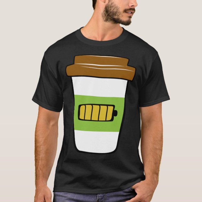 Batterigrafik för kaffeladdning plus Storlek  T Shirt (Framsida)