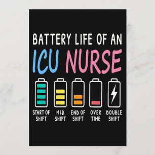 Batteriliv för en ICU-sjuksköterskas humor diagram Inbjudningar