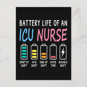 Batteriliv för en ICU-sjuksköterskas humorchema Vykort