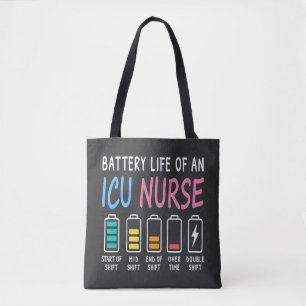 Batteriliv för en ICU-sjuksköterskas humoristisk s Tygkasse
