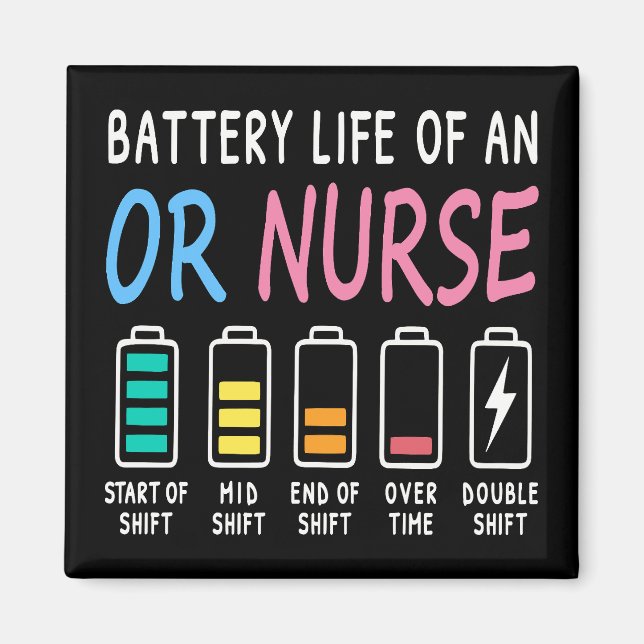 Batteriliv för en operationssjuksköterskas humoris magnet (Framsidan)