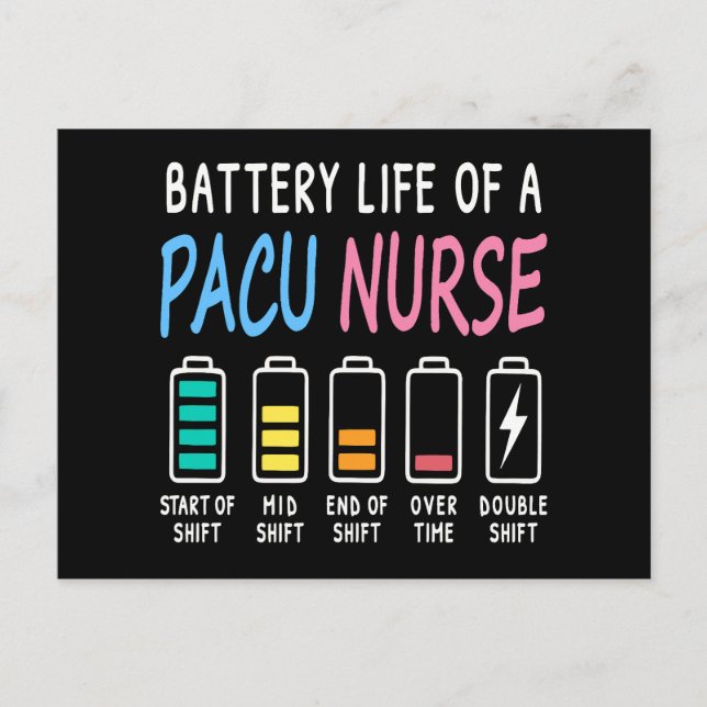 Batteriliv för en PACU-sjuksköterska nivåer humor Vykort (Framsida)