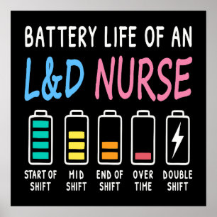 Batteriliv för L&D-sjuksköterska humor diagram Poster