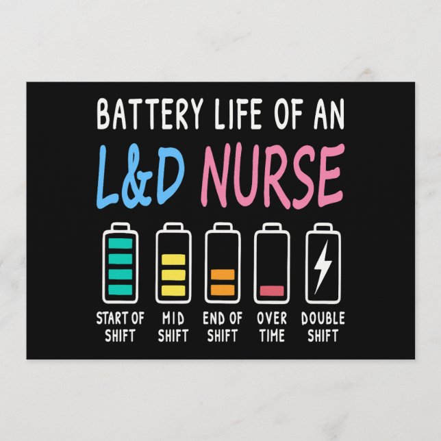 Batteriliv för L&D-sköterska humor diagram Inbjudningar (Framsida)