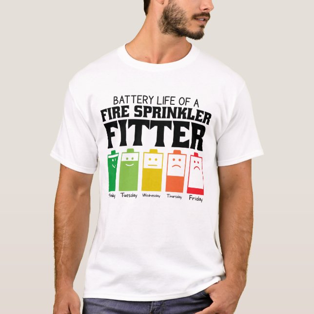Batterilivslängd för en brandsprinklerdetektor t shirt (Framsida)