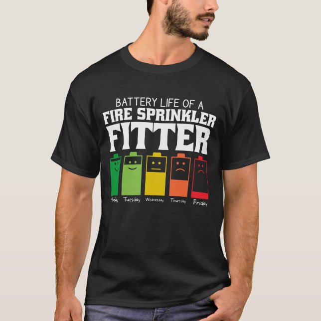 Batterilivslängd för en brandsprinklerdetektor t shirt (Framsida)