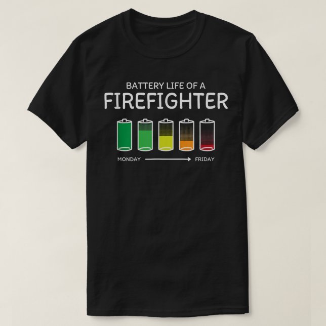 Batterilivslängd för en Firefighter Friends Firema T Shirt (Design framsida)