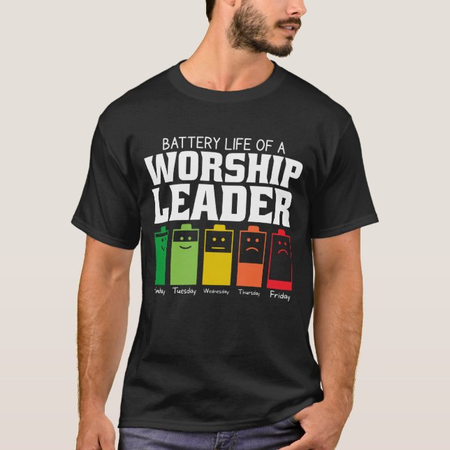 Batterilivslängd för en gudstjänstledare t shirt (Framsida)