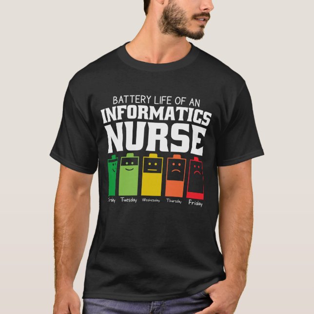 Batterilivslängd för en informationskälla t shirt (Framsida)