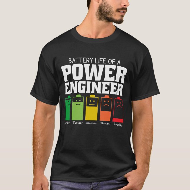 Batterilivslängd för en Ingenjör T Shirt (Framsida)