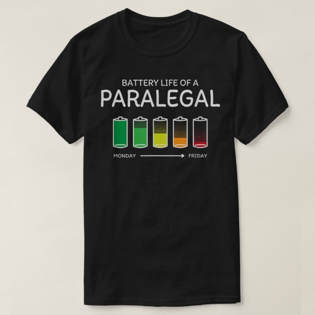 Batterilivslängd för en juridisk assistent för par t shirt (Design framsida)