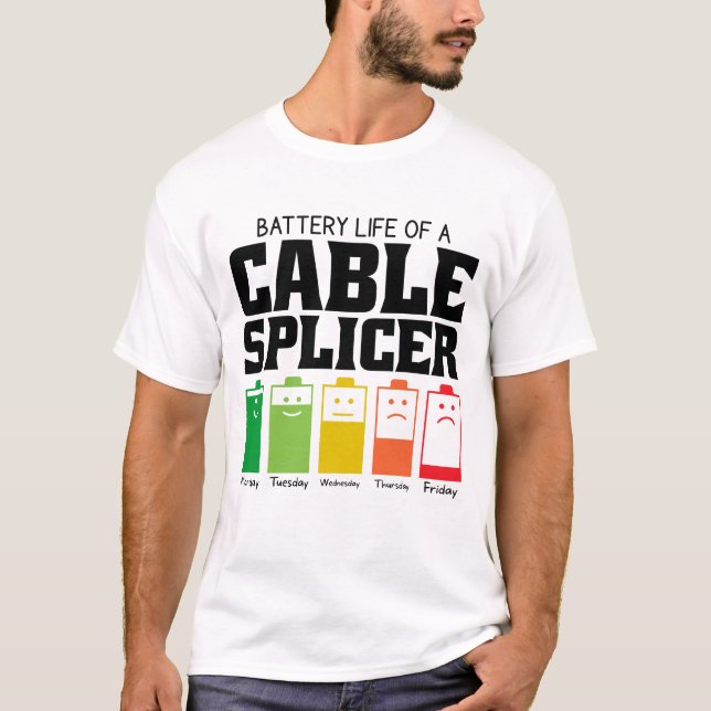 Batterilivslängd för en kabelsplicer t shirt (Framsida)
