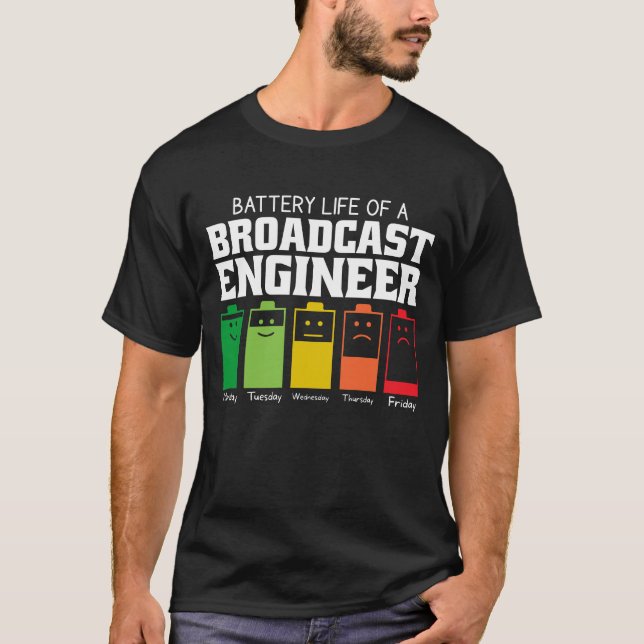 Batterilivslängd för en sändning från Ingenjör T Shirt (Framsida)