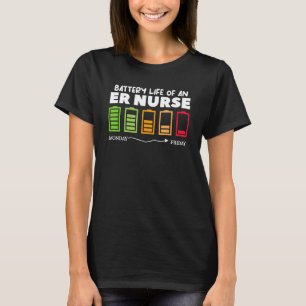 Batterilivslängd för en sjuksköterska i ett ER-Aku T Shirt