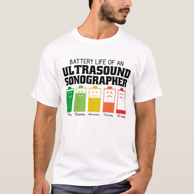 Batterilivslängd för en ultraljudssonograf t shirt (Framsida)
