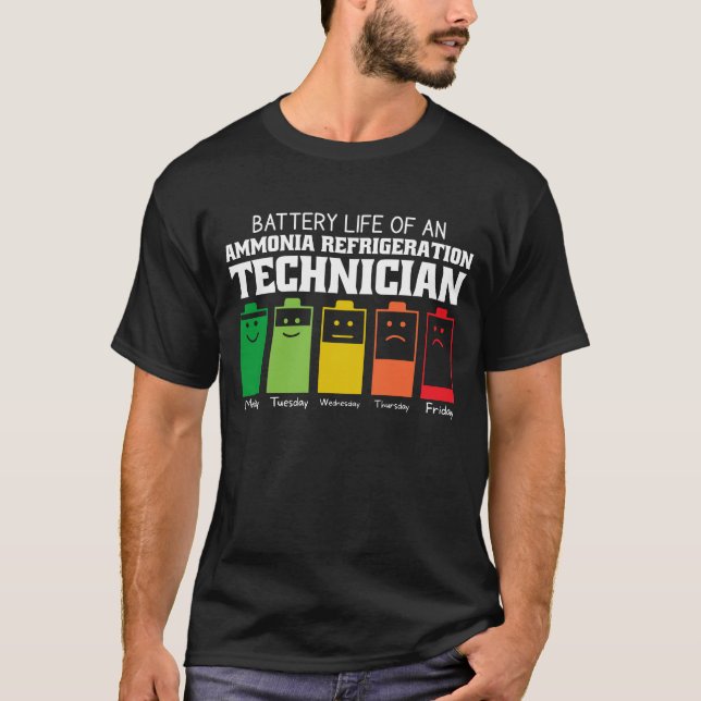 Batterilivslängd för kylteknik för ammoniak t shirt (Framsida)