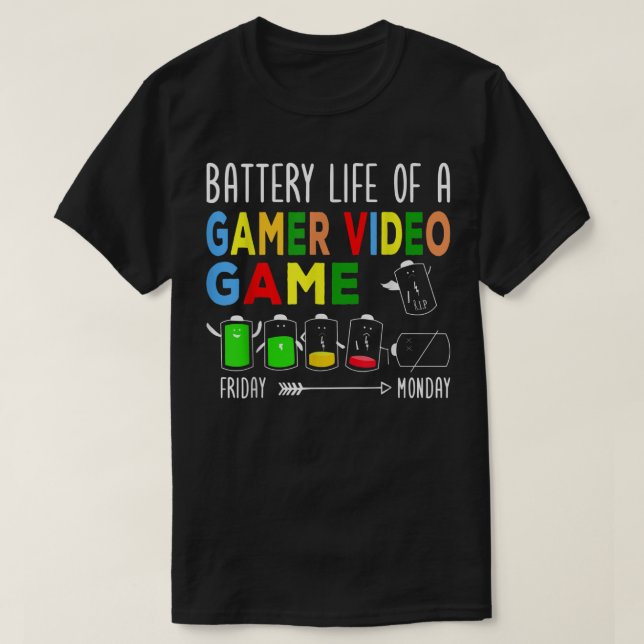 Batterilivslängd för spel i spelarens Perfekt  T Shirt (Design framsida)
