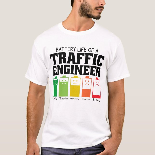 Batterilivslängd för trafiken Ingenjör T Shirt (Framsida)