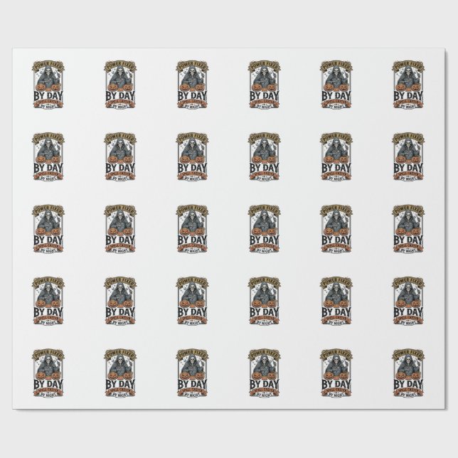 Batterireparation Häxa Rolig Halloween Teknolog T- Presentpapper (Platt)