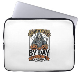 Batterireparation Häxa Rolig Halloween Teknolog Tr Laptop Fodral