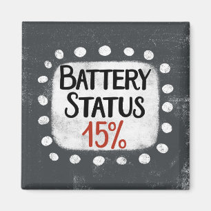 Batteristatus 15 % kylskåp, magnet