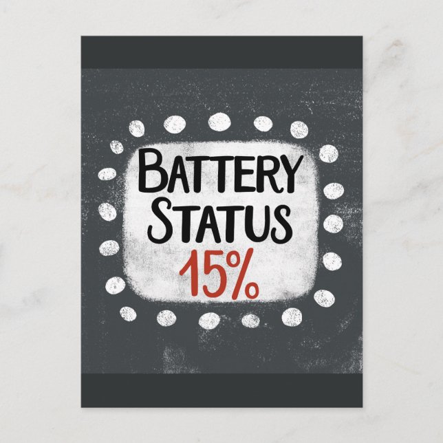 Batteristatus 15 procents vykort (Framsida)