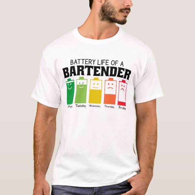 Batteritid för en Bartender-enhet T Shirt (Framsida)