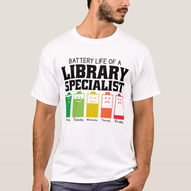 Batteritid för en Bibliotek-specialist T Shirt (Framsida)