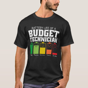 Batteritid för en budgettekniker t shirt