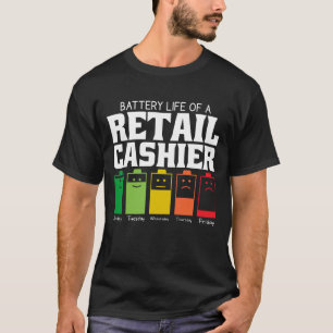 Batteritid för en butikskassör t shirt