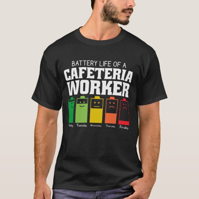 Batteritid för en cafeteriaarbetare t shirt (Framsida)