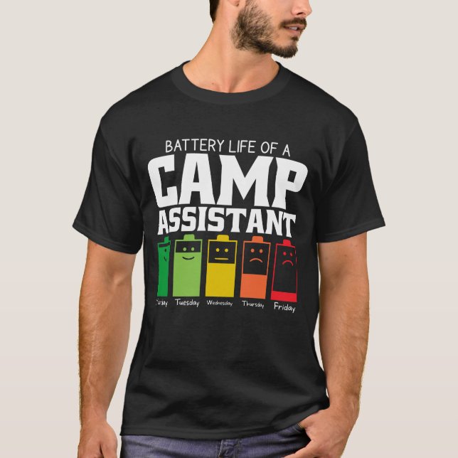 Batteritid för en Camp Assistant T Shirt (Framsida)