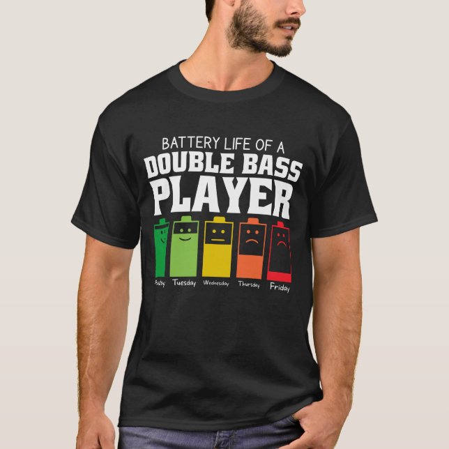 Batteritid för en Dubbla Bass Player T Shirt (Framsida)