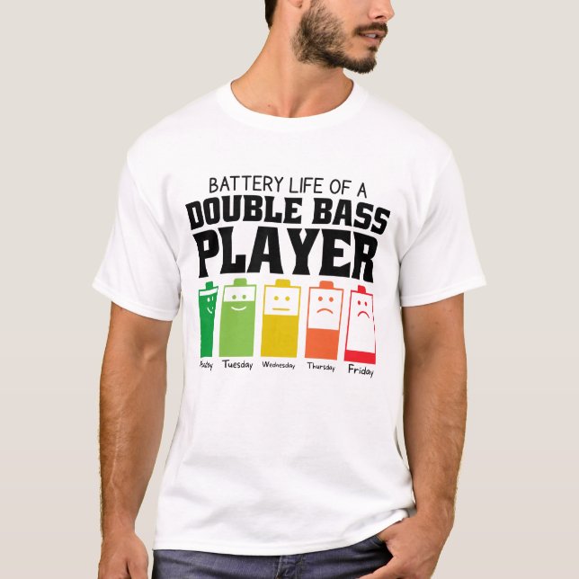 Batteritid för en Dubbla Bass Player T Shirt (Framsida)