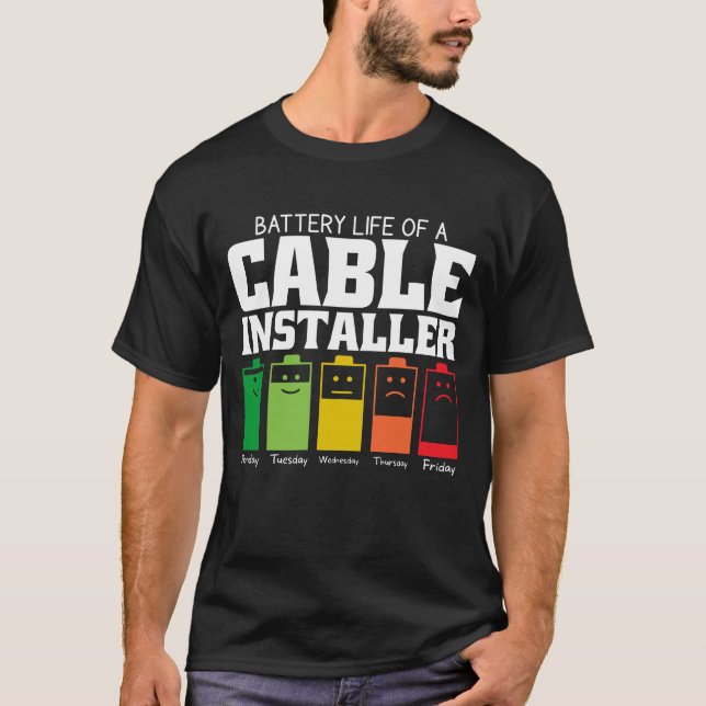 Batteritid för en kabelinstallatör t shirt (Framsida)