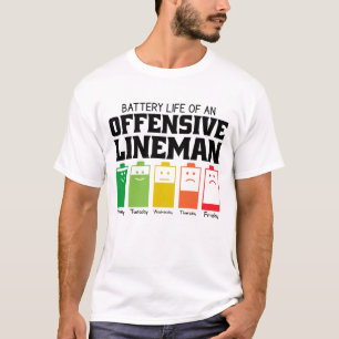 Batteritid för en offensiv lineman t shirt