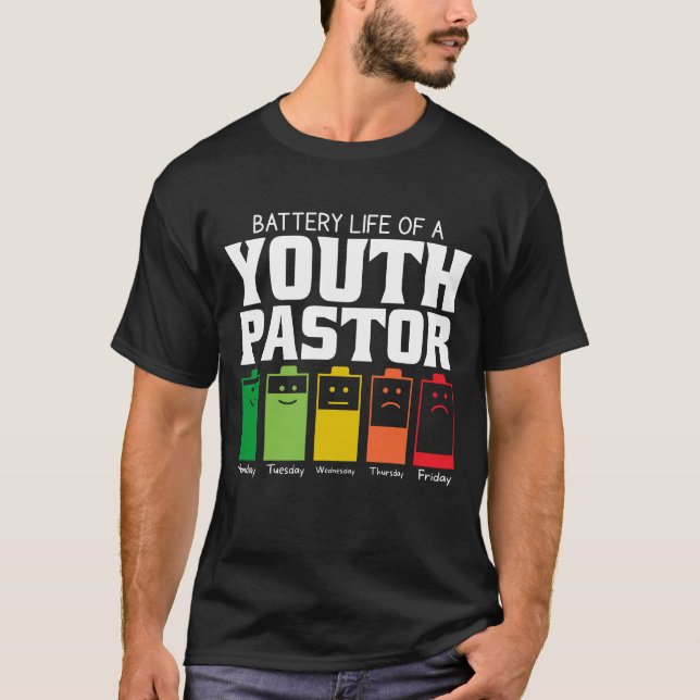 Batteritid för en pastor för ungdom t shirt (Framsida)