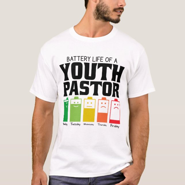 Batteritid för en pastor för ungdom t shirt (Framsida)