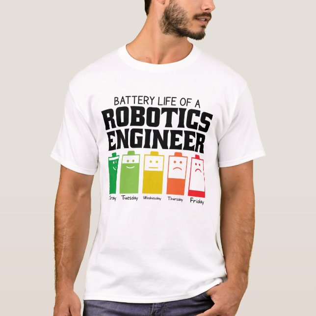 Batteritid för en robotik Ingenjör T Shirt (Framsida)