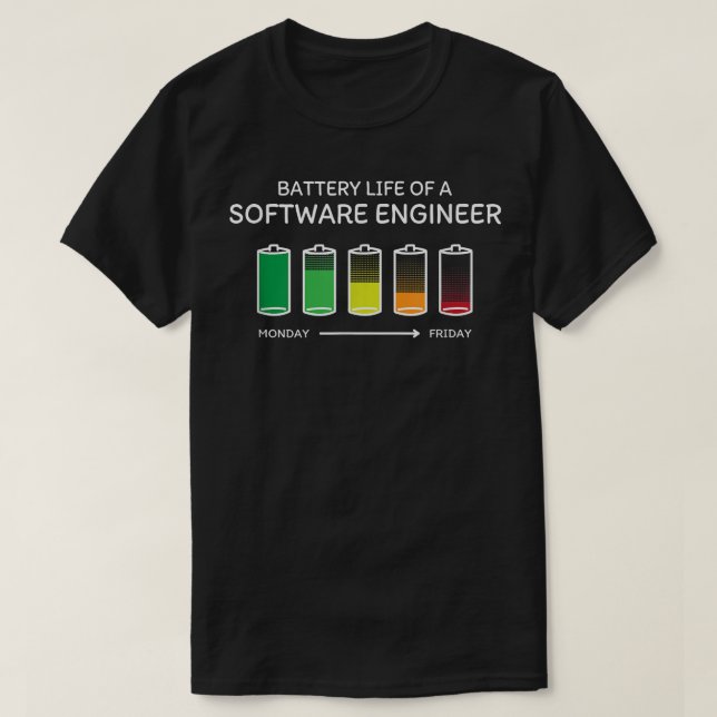 Batteritid för en Software Ingenjör Friends Develo T Shirt (Design framsida)