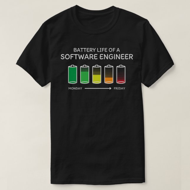 Batteritid för en Software Ingenjör Friends Develo T Shirt (Design framsida)