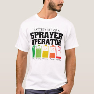 Batteritid för en sprayer-operatör t shirt