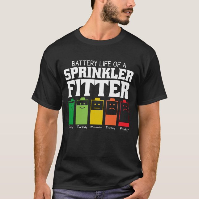 Batteritid för en sprinkler Fitter T Shirt (Framsida)