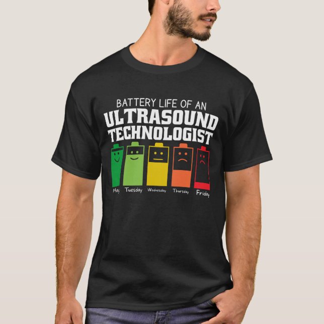 Batteritid för en ultraljudstekniker t shirt (Framsida)