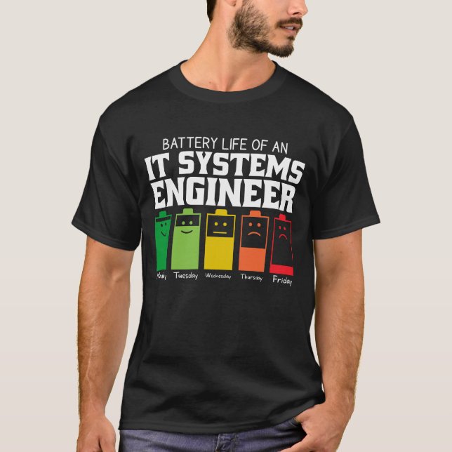 Batteritid för ett IT-system i Ingenjör T Shirt (Framsida)
